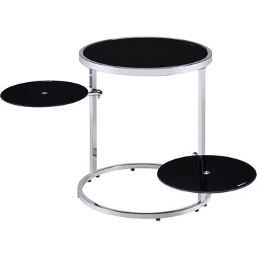 Liora Accent Table | 20" | Swivel Glass Shelves | Black | Chrome