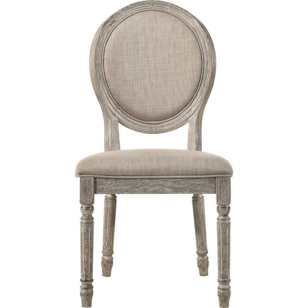 Reid Side Chair | Oval Padded Back | Turned Legs | Set of 2 | Brown BM250244