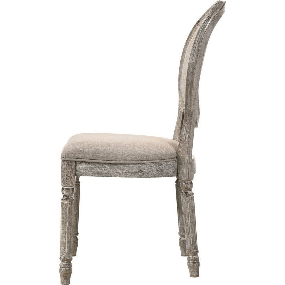 Reid Side Chair | Oval Padded Back | Turned Legs | Set of 2 | Brown BM250244