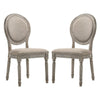 Side Chair with Oval Padded Back and Turned Legs, Set of 2, Brown By Casagear Home