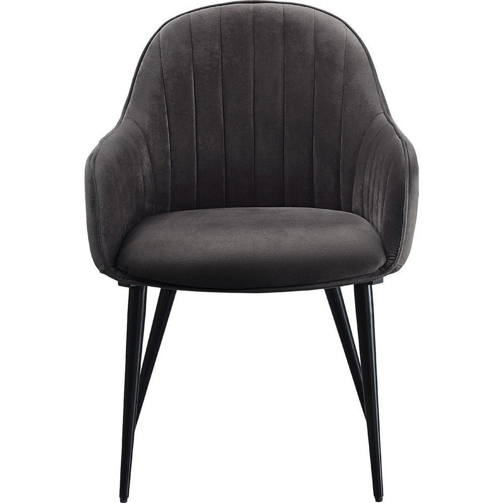Reid Side Chair | Channel Tufted | Round Tapered Legs | Set of 2 | Gray BM250260