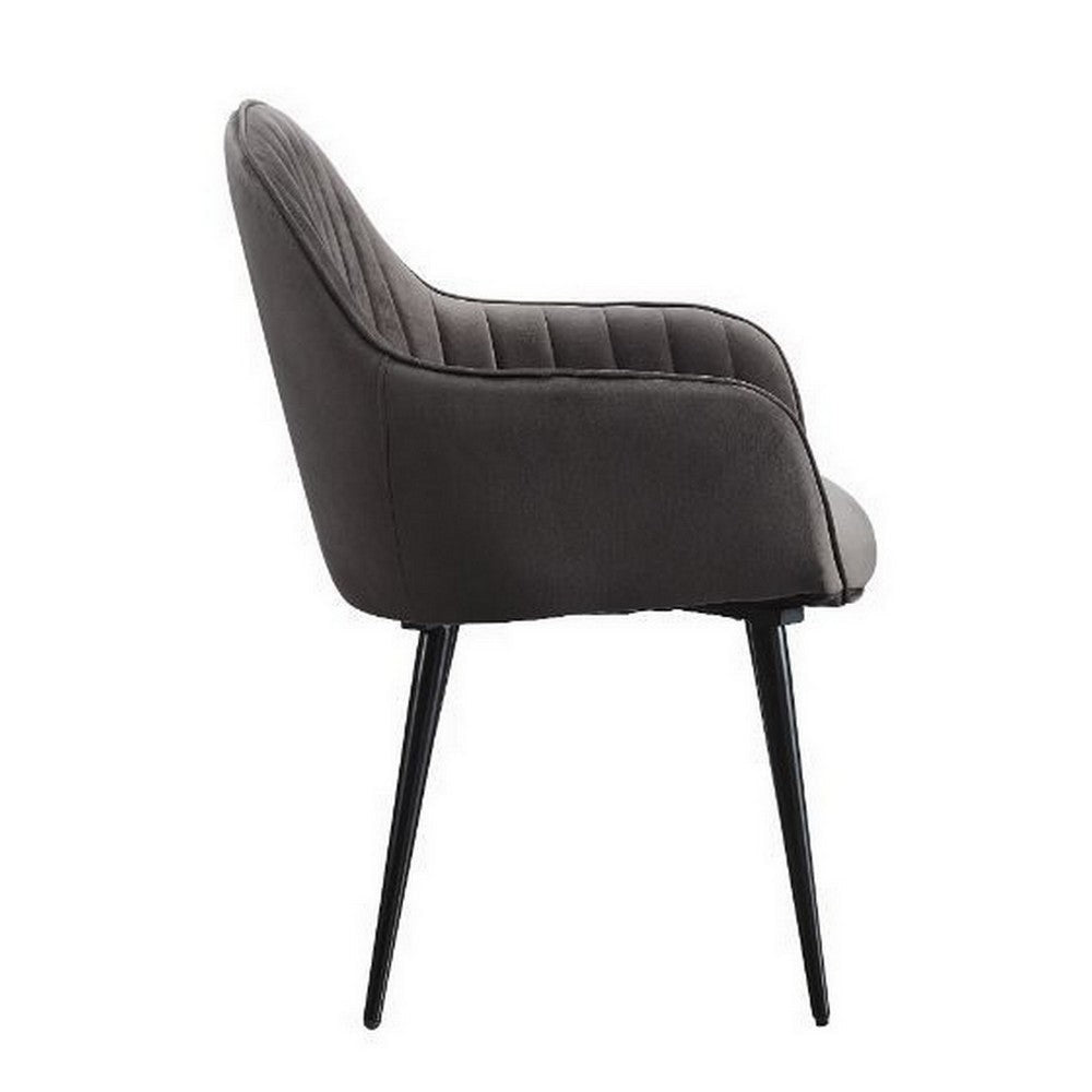 Reid Side Chair | Channel Tufted | Round Tapered Legs | Set of 2 | Gray BM250260