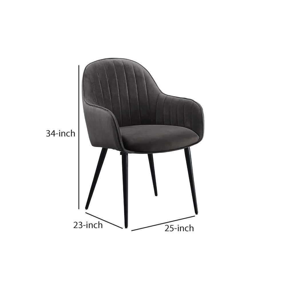 Reid Side Chair | Channel Tufted | Round Tapered Legs | Set of 2 | Gray BM250260