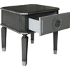 MDF End Table with 1 Drawer and Turned Tapered Legs Gray and Silver BM250262