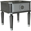 MDF End Table with 1 Drawer and Turned Tapered Legs, Gray and Silver