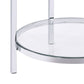 End Table with Round Faux Marble Top and Glass Shelf Black By Casagear Home BM250265