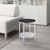 Liora End Table | Faux Marble Top | Glass Shelf | Black