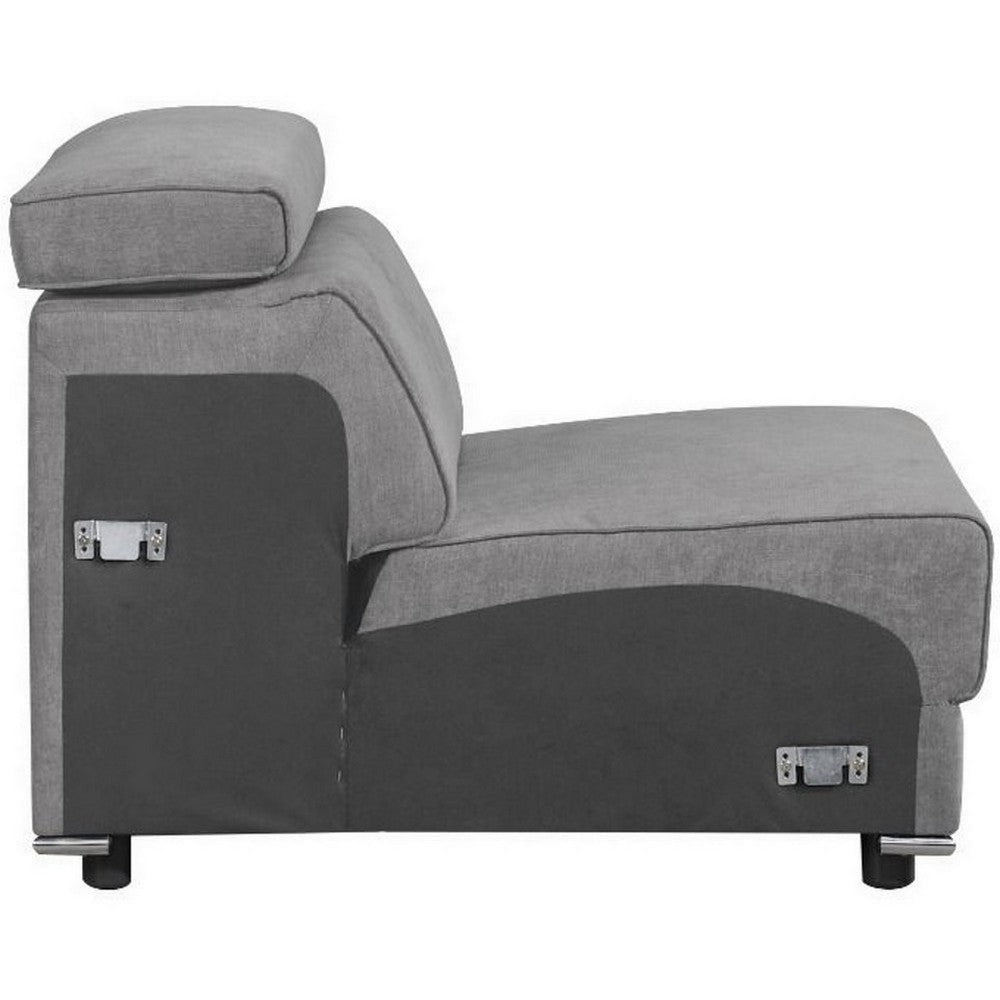 Fabric Upholstered Modular Armless Chair Dark Gray BM250269