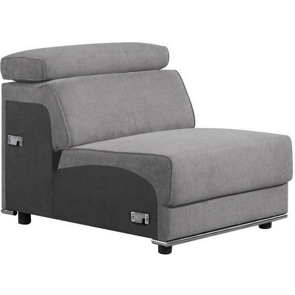 Fabric Upholstered Modular Armless Chair, Dark Gray