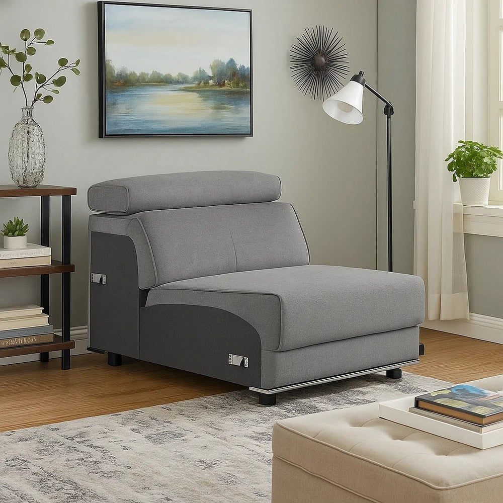 Fabric Upholstered Modular Armless Chair, Dark Gray