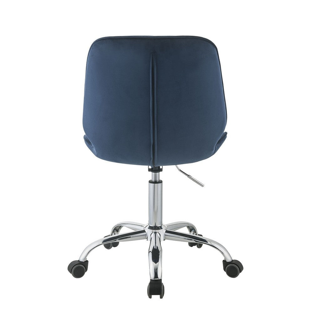 Adjustable Office Chair with Channel Stitching Blue and Chrome By Casagear Home BM250278