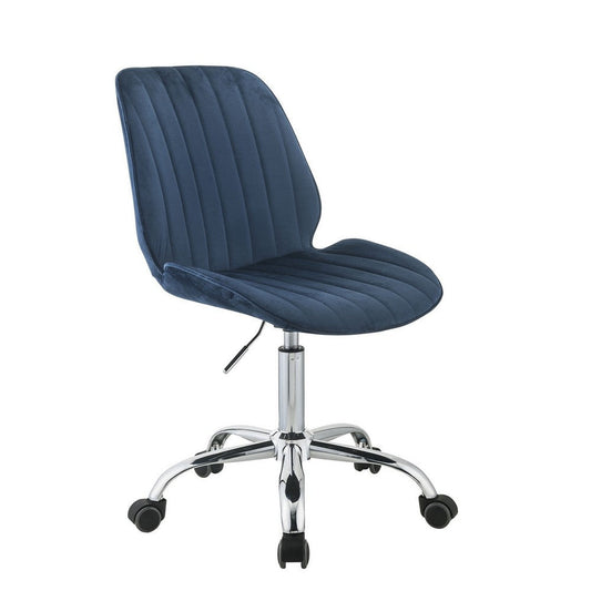 Adjustable Office Chair with Channel Stitching, Blue and Chrome By Casagear Home