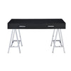 Writing Desk with MDF 2 Drawers and Metal Legs Black and Chrome
