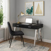 Writing Desk with MDF 2 Drawers and Metal Legs, Black and Chrome