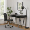 Writing Desk with MDF 2 Drawers and Metal Legs, Black and Chrome
