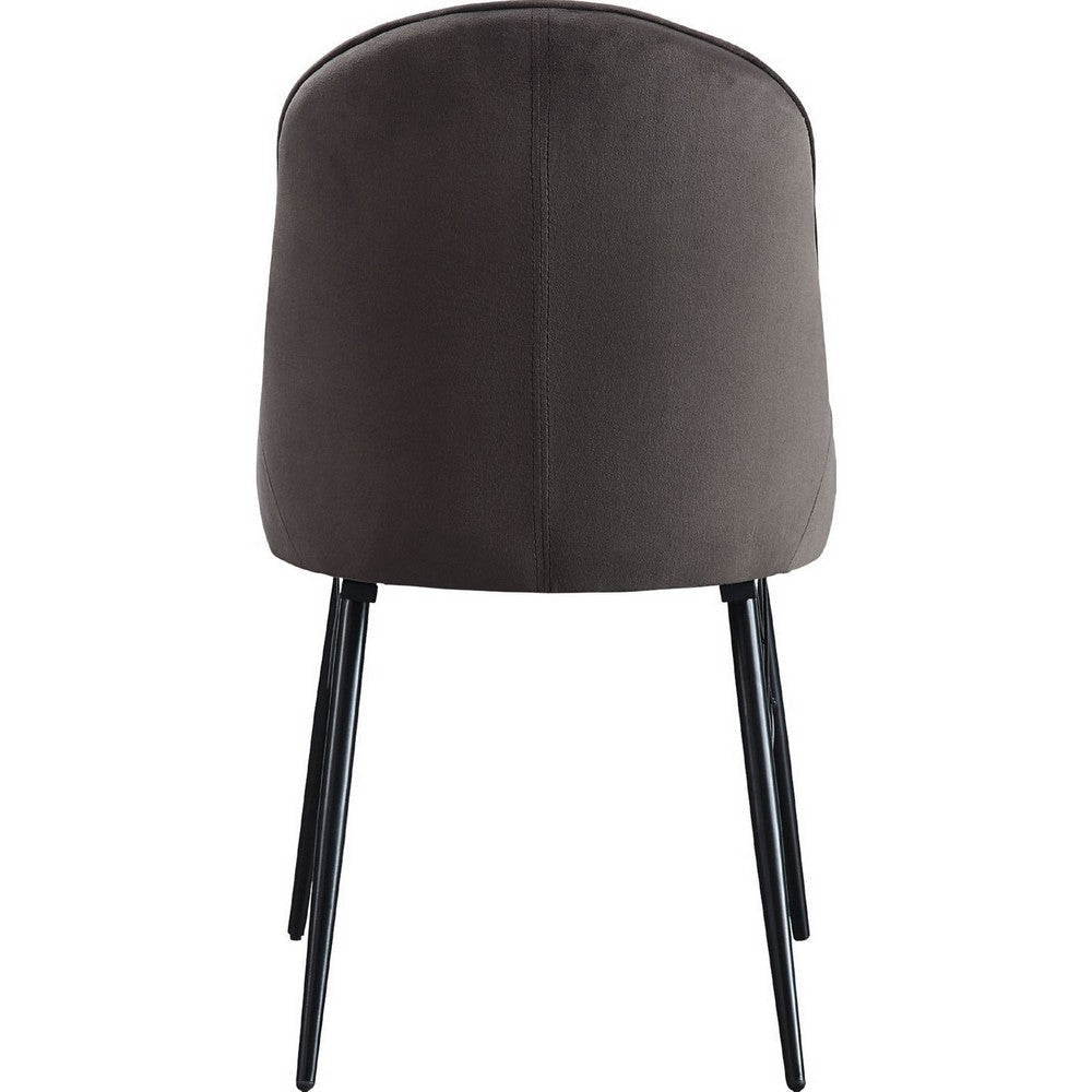 Fabric Upholstered Side Chair Set of 2 Gray and Black BM250287