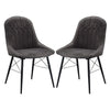 Fabric Upholstered Side Chair, Set of 2, Gray and Black