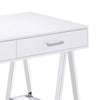 Writing Desk with MDF 2 Drawers and Metal Legs White and Chrome