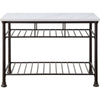 Reid Kitchen Island | Artificial Marble Top | 2 Slatted Shelves | White