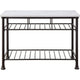 Reid Kitchen Island | Artificial Marble Top | 2 Slatted Shelves | White