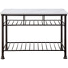 Kitchen Island with Artificial Marble Top and 2 Slatted Shelf White By Casagear Home BM250299