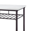 Reid Kitchen Island | Artificial Marble Top | 2 Slatted Shelves | White