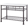 Reid Kitchen Island | Artificial Marble Top | 2 Slatted Shelves | White