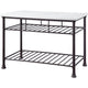 Reid Kitchen Island | Artificial Marble Top | 2 Slatted Shelves | White