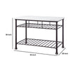Reid Kitchen Island | Artificial Marble Top | 2 Slatted Shelves | White