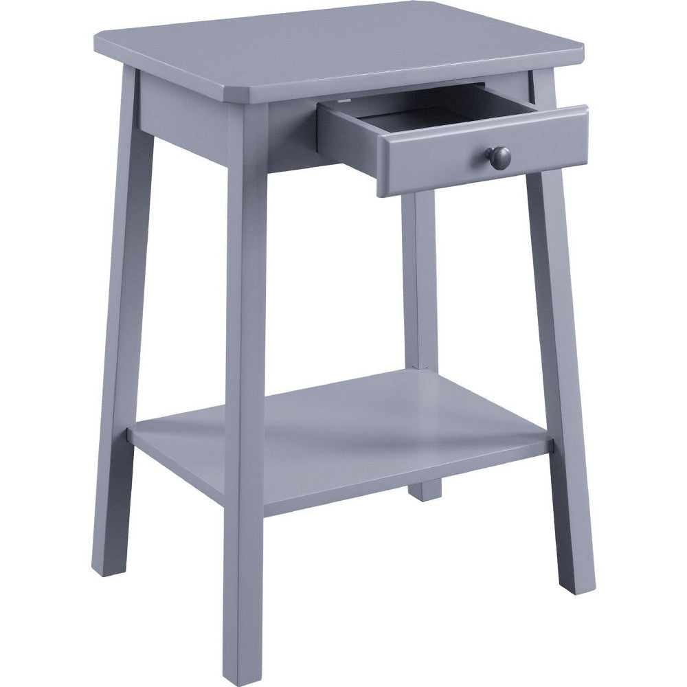 MDF Accent Table with 1 Drawer and Open Shelf Gray BM250306