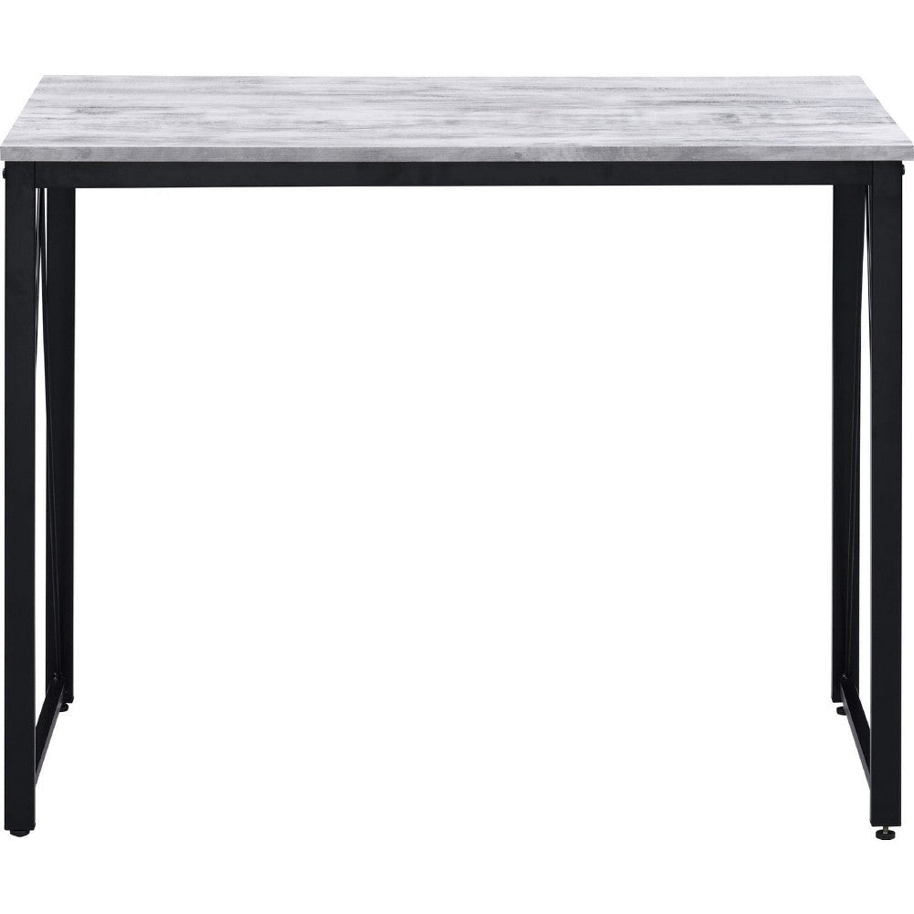 Writing Desk with V Shaped Accent and Distressed Look White BM250307