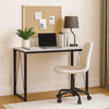 Writing Desk with V Shaped Accent and Distressed Look, White