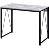 Writing Desk with V Shaped Accent and Distressed Look, White