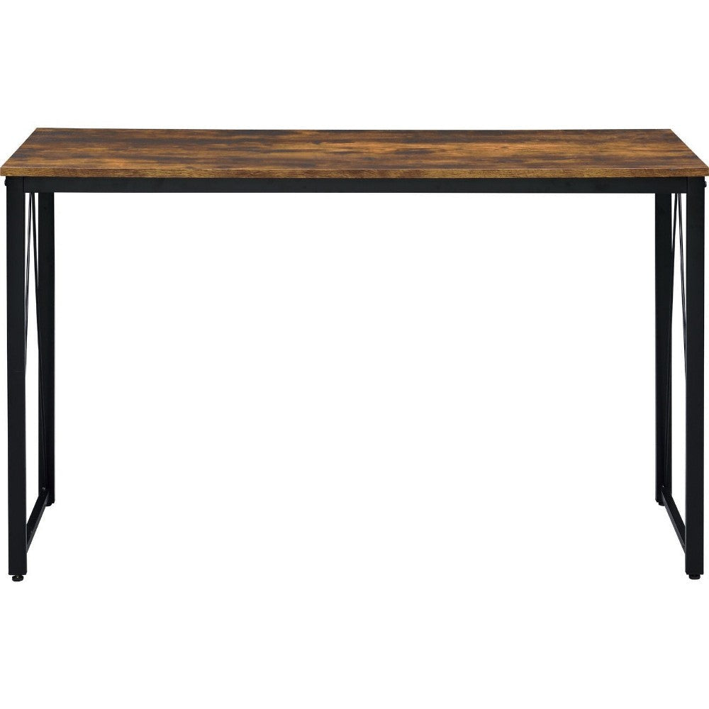Writing Desk with V Shaped Metal Accent Rustic Brown BM250308