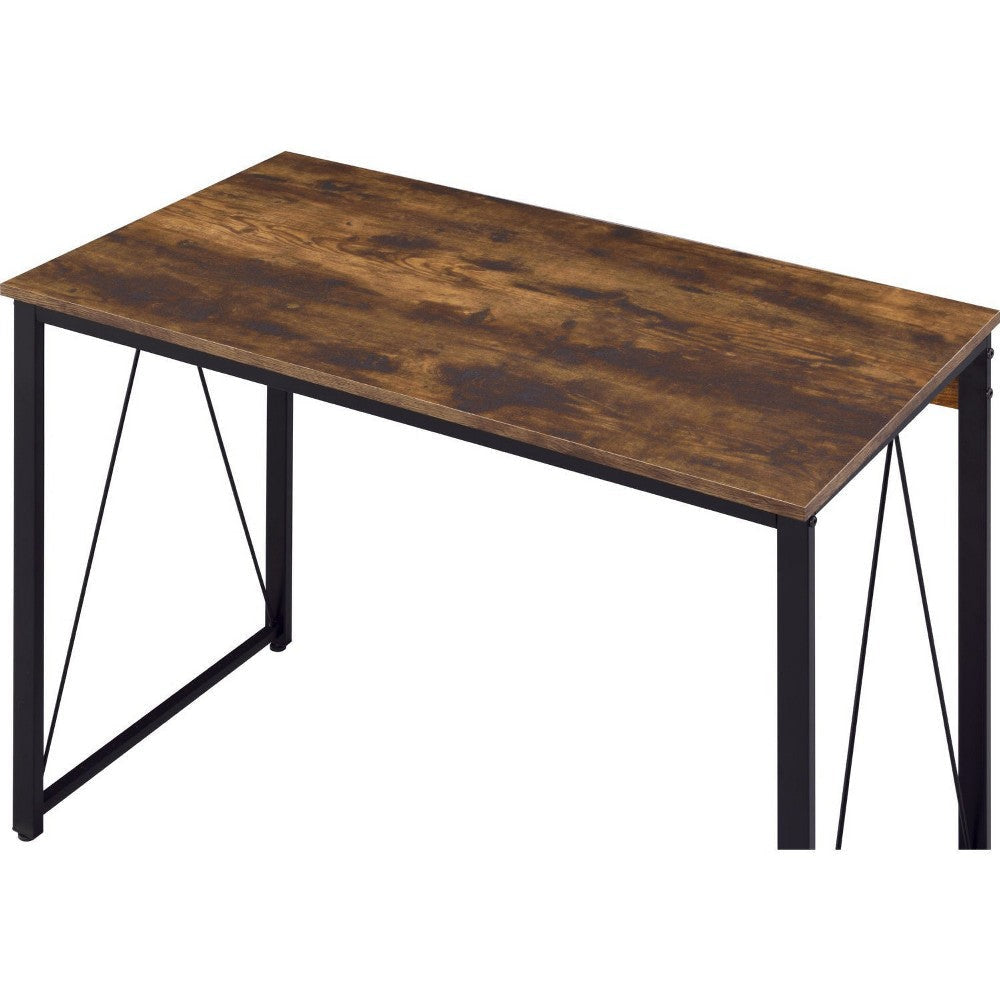 Writing Desk with V Shaped Metal Accent Rustic Brown BM250308