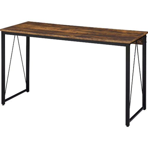 Writing Desk with V Shaped Metal Accent, Rustic Brown