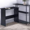 Mira Writing Desk | L Shape | 3 Tier Wood Shelves | Black