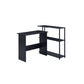 Writing Desk with L Shaped Design and 3 Tier Wooden Shelves, Black By Casagear Home