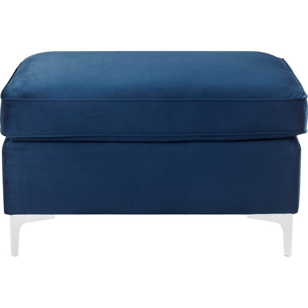 Ottoman with Removable Cushion Seat and Sleek Legs Blue BM250317