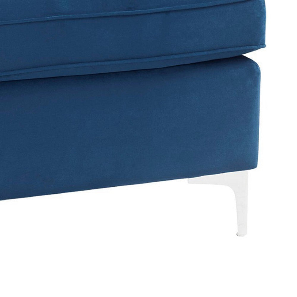 Ottoman with Removable Cushion Seat and Sleek Legs Blue BM250317