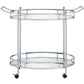 Serving Cart with Tubular Frame and 2 Tier Glass Shelves, Chrome By Casagear Home