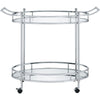 Serving Cart with Tubular Frame and 2 Tier Glass Shelves Chrome By Casagear Home BM250318