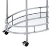 Serving Cart with Tubular Frame and 2 Tier Glass Shelves, Chrome By Casagear Home