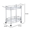 Serving Cart with Tubular Frame and 2 Tier Glass Shelves, Chrome By Casagear Home