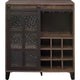 Wine Cabinet with Metal Barn Sliding Glass Door and 9 Cubbies Brown BM250329