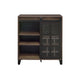 Wine Cabinet with Metal Barn Sliding Glass Door and 9 Cubbies Brown BM250329