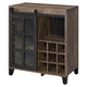 Wine Cabinet with Metal Barn Sliding Glass Door and 9 Cubbies, Brown