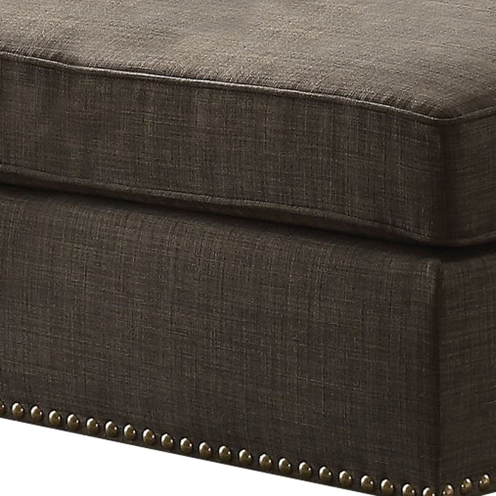 Ottoman with Fabric Upholstery and Nailhead Trim Details Gray By Casagear Home BM250332