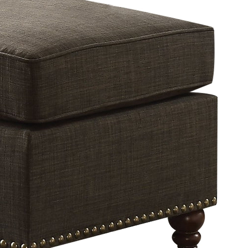 Ottoman with Fabric Upholstery and Nailhead Trim Details Gray By Casagear Home BM250332