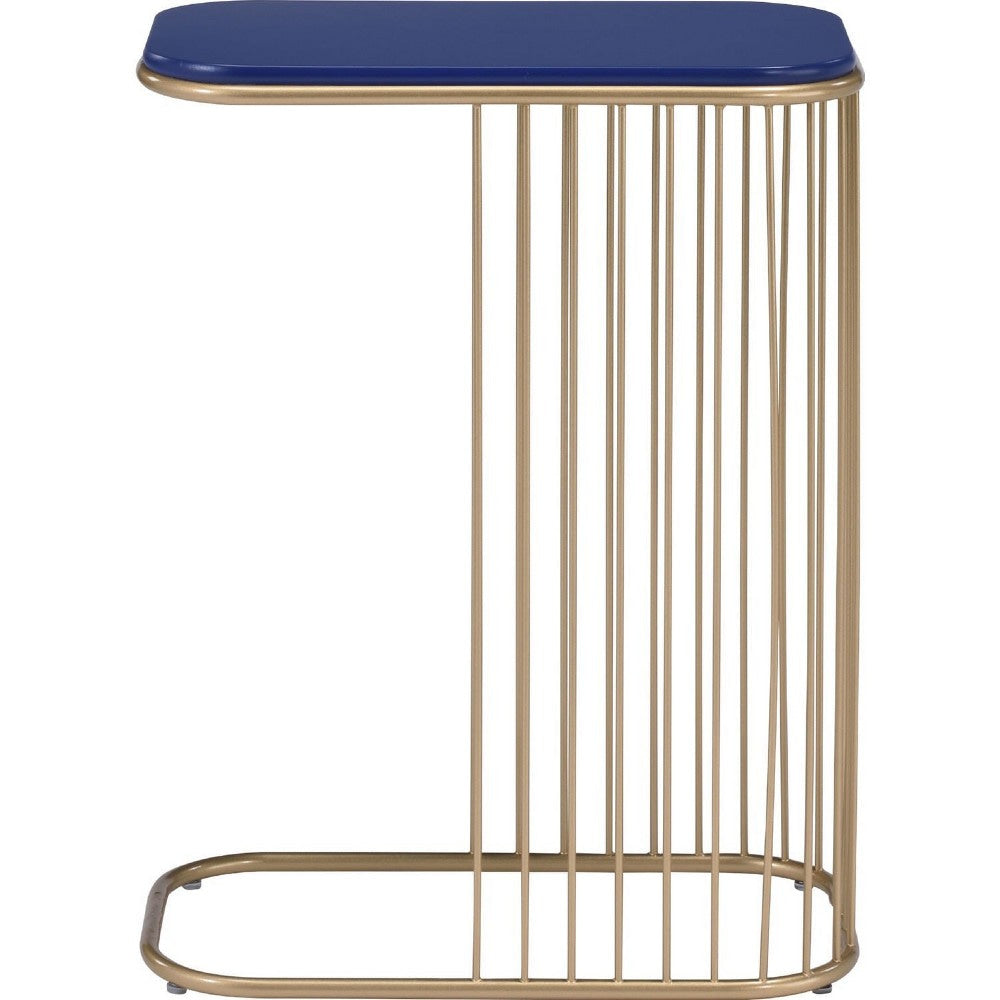 Open Framed Unique Accent Table Blue and Gold BM250333